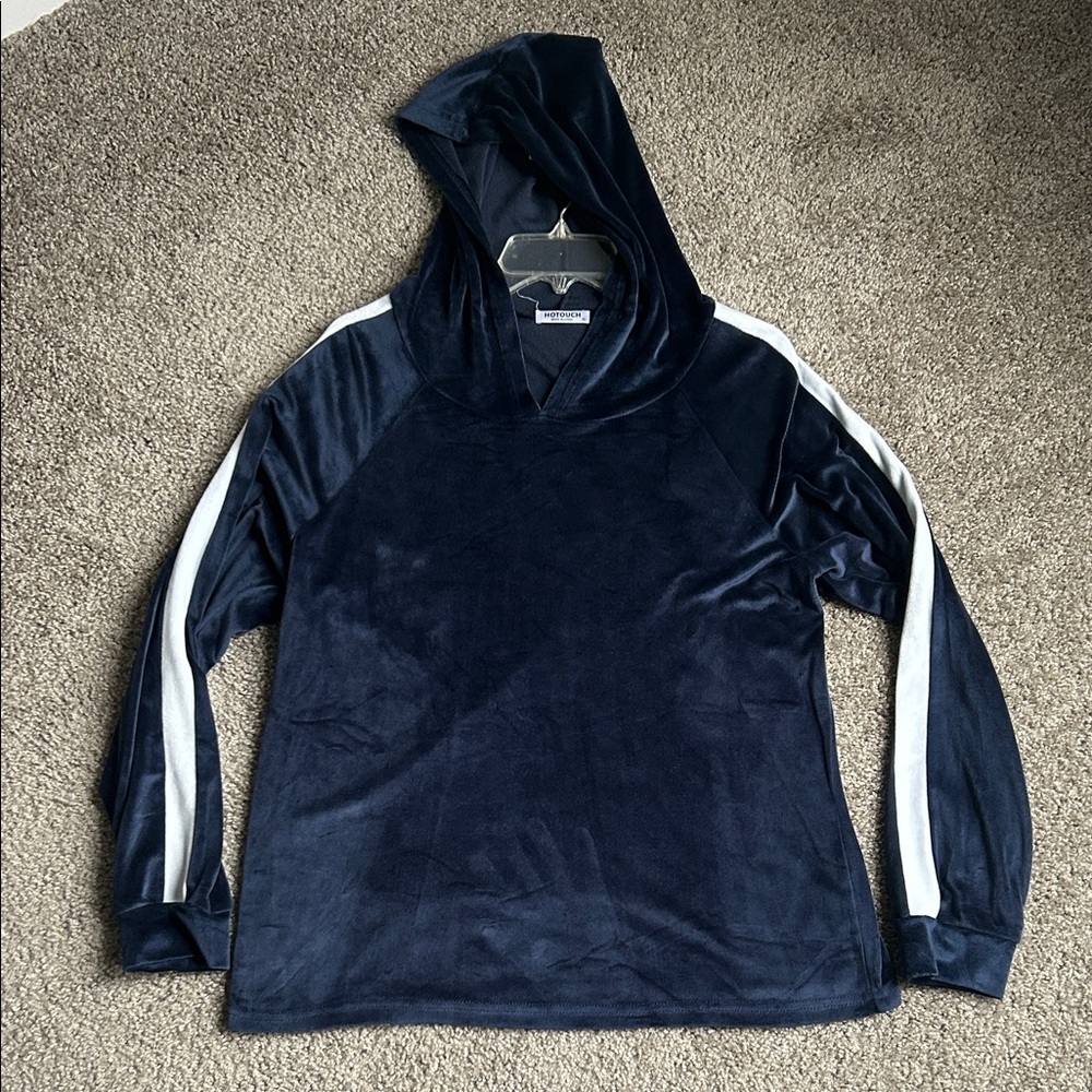 Velvet Navy and White Women's Hoodie